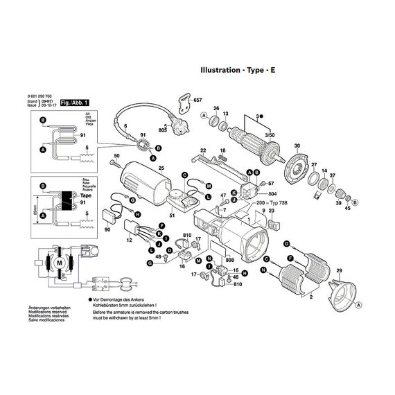 BOSCH GEX150TURBO SPARE PART NUMBER 3 - ARMATURE 220-240V 1604010626