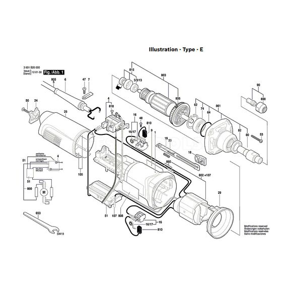 BOSCH GGS28C SPARE PART NUMBER 803 - ARMATURE 230V 3607030476