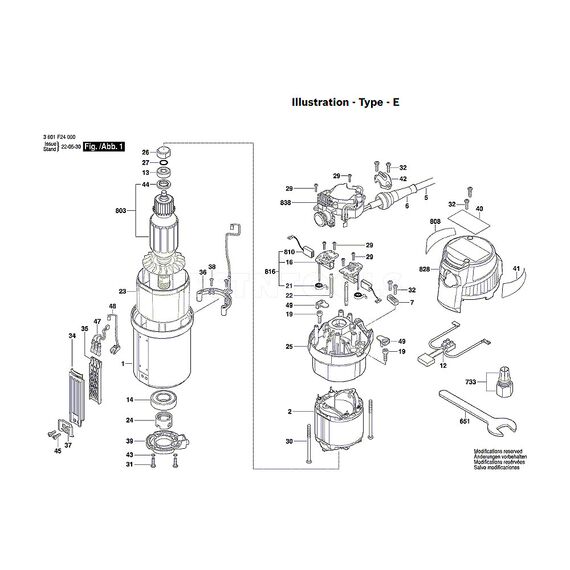 BOSCH GOF1600CE SPARE PART NUMBER 803 - ARMATURE 230V 2610025596