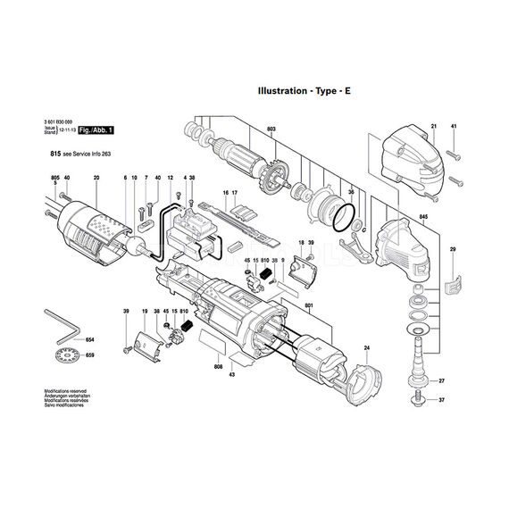 BOSCH GOP250CE SPARE PART NUMBER 803 - ARMATURE 2609199334