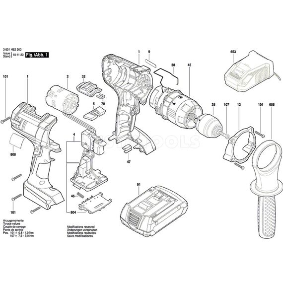 BOSCH GSB 18 VE-2-LI SPARE PART NUMBER 2 - DC MOTOR 18V 1607022609