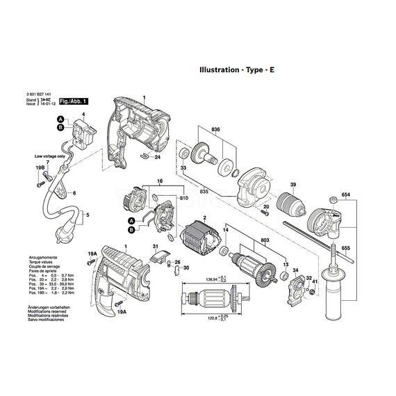 BOSCH GSB13RE SPARE PART NUMBER 803 - ARMATURE 230V 2609199667