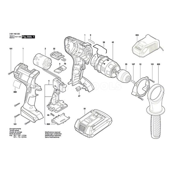 BOSCH GSB 18 VE-2-LI SPARE PART NUMBER 45 - GEAR BOX 2609199316