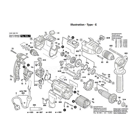 BOSCH GSB21-2RCT SPARE PART NUMBER 803 - ARMATURE 220-240V 2604011403