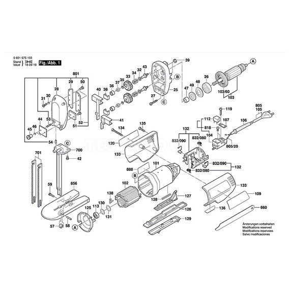 BOSCH GSG300 SPARE PART NUMBER 103 - ARMATURE 1604010B6R