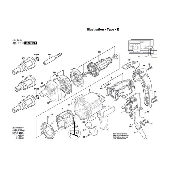 BOSCH GSR6-45TE SPARE PART NUMBER 803 - ARMATURE 120-127V 2604011927