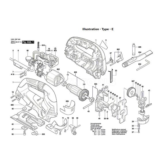 BOSCH GST75BE SPARE PART NUMBER 803 - ARMATURE 240V 1619P08887