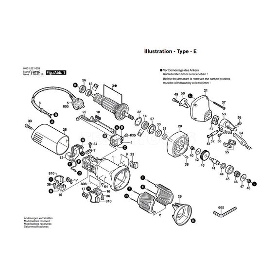BOSCH GSZ160 SPARE PART NUMBER 3 - ARMATURE 220-240V 2604011270