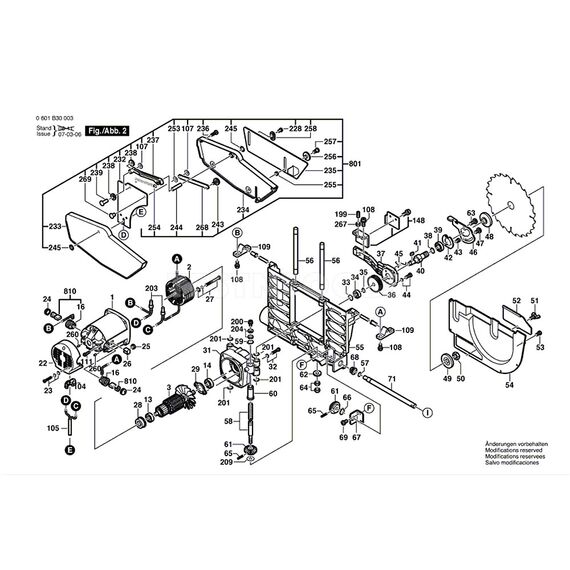 BOSCH GTS10J SPARE PART NUMBER 3 - ARMATURE 230V 1619P03278