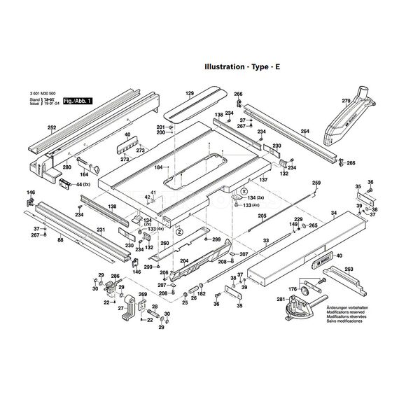 BOSCH GTS10J SPARE PART NUMBER 84 - WORKPIECE PUSHER 2610015022