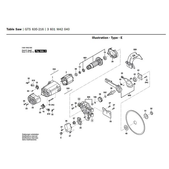BOSCH GTS635-216 SPARE PART NUMBER 803 - ARMATURE 1609B06558