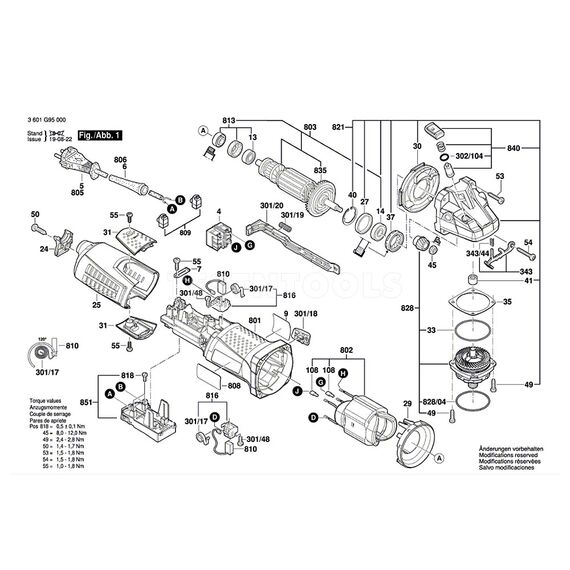 BOSCH GWS15-125CI SPARE PART NUMBER 803 - ARMATURE WITH FAN 230V 1607000V35