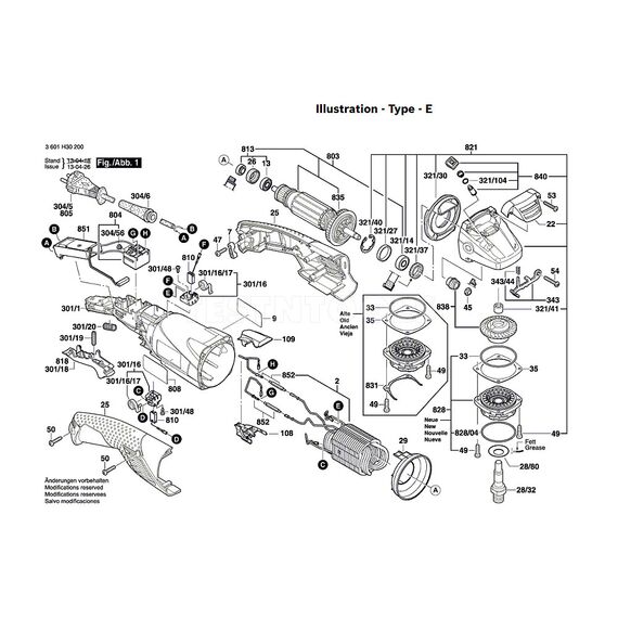 BOSCH GWS15-125CIH SPARE PART NUMBER 803 - ARMATURE WITH FAN 230V 1604010A52