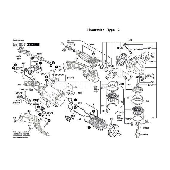 BOSCH GWS15-125CITH SPARE PART NUMBER 803 - ARMATURE WITH FAN 230V 1604010A53
