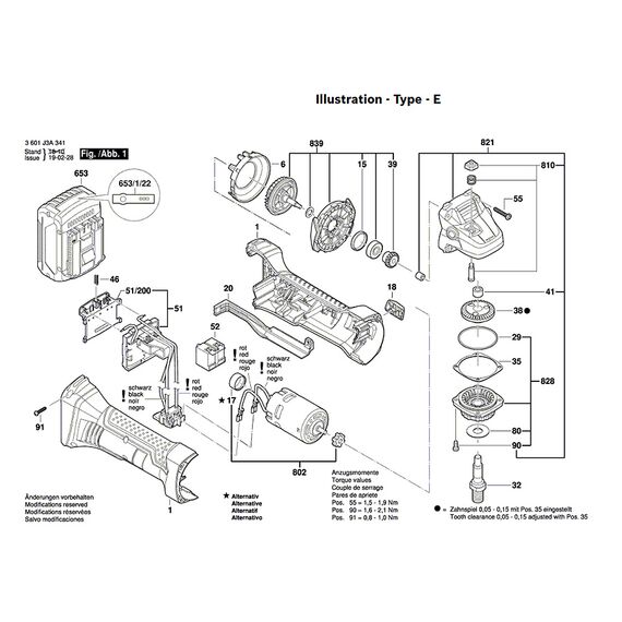 BOSCH GWS18V-LI SPARE PART NUMBER 802 - DC MOTOR 18V