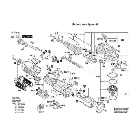 BOSCH GWS19-125CIST SPARE PART NUMBER 828 - BEARING FLANGE 1607000D64
