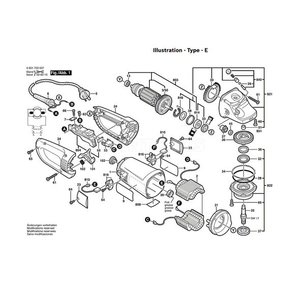 BOSCH GWS23-180 SPARE PART NUMBER 803 - ARMATURE 1604010BC1