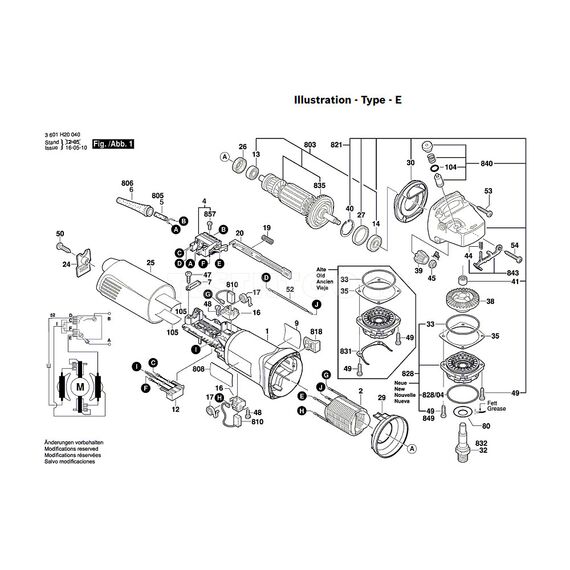 BOSCH GWS8-115 SPARE PART NUMBER 803 - ARMATURE WITH FAN 220-230V 1604010A19
