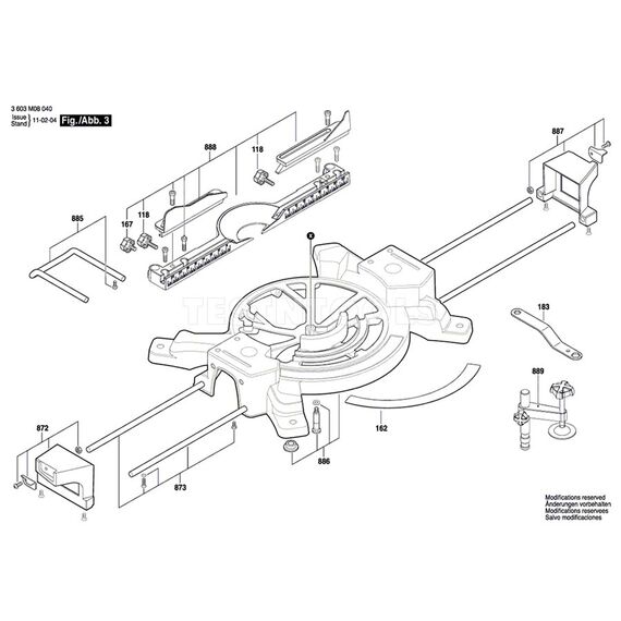 BOSCH PCM1800SD SPARE PART NUMBER 805 - BRUSH HOLDER SET 1619PA1357