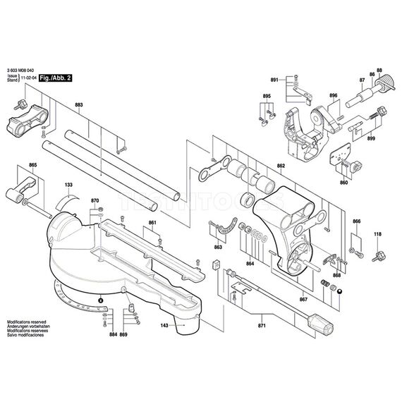 BOSCH PCM1800SD SPARE PART NUMBER 890 - LOCKING LEVER 1619PA1396