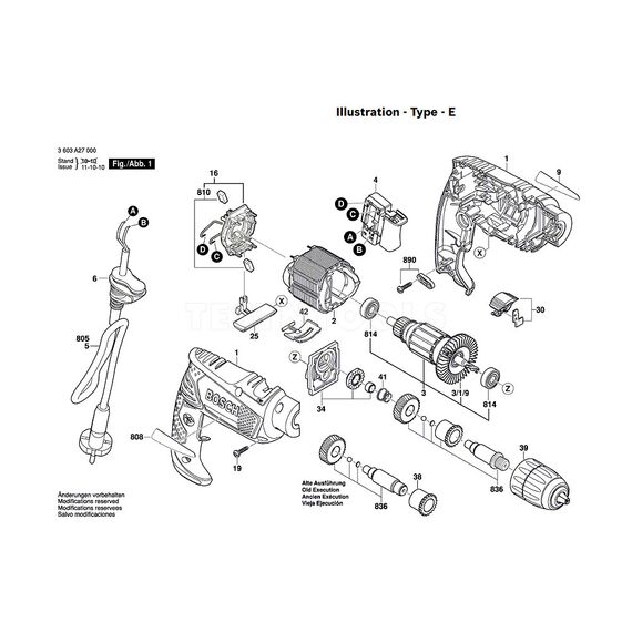 BOSCH PSB500RE SPARE PART NUMBER 3 - ARMATURE 220-240V 2609003374
