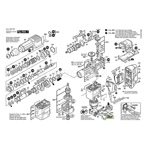 BOSCH GBH10DC GSH11E SPARE PART NUMBER 842/050 - CARBON BRUSH SET