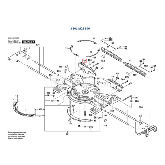 BOSCH GCM350-254 SPARE PART NUMBER 38 - MITRE FENCE