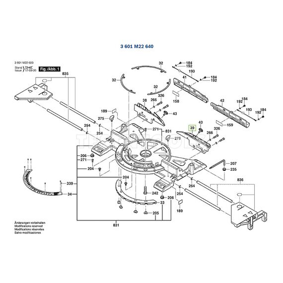 BOSCH GCM350-254 SPARE PART NUMBER 39 - MITRE FENCE