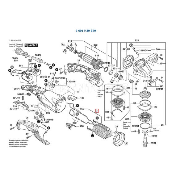 BOSCH GWS15-125CITH SPARE PART NUMBER 2 - FIELD COIL 220-240V