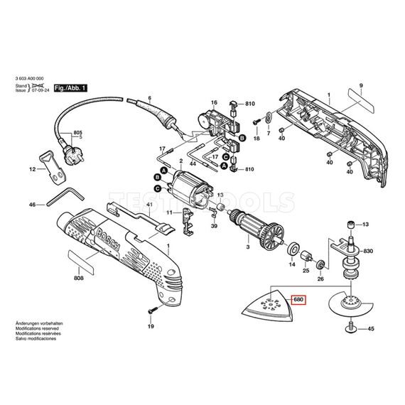 BOSCH PMF180E MULTI SPARE PART NUMBER 680 - SWING PLATE