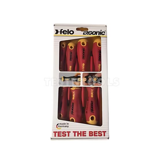 FELO 413 SCREWDRIVER SET VDE 1000V FLAT POZI SQUARE 7 PACK SCR-S413S7