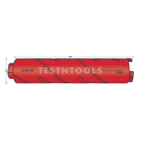 TUSK DIAMOND DRY CORE DRILL 250MM X 52MM DCB52