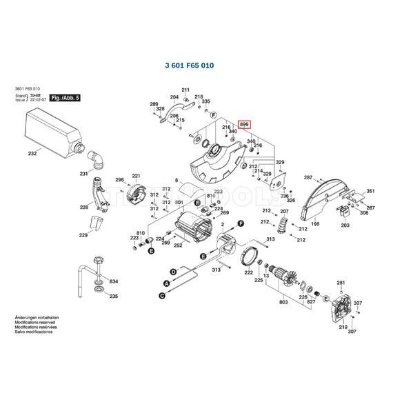 BOSCH GCM12SD SPARE PART NUMBER 899 - PROTECTIVE COVER