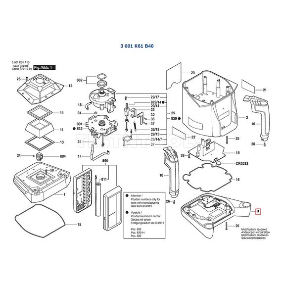 BOSCH GRL500HV SPARE PART NUMBER 3 - HOUSING ASSEMBLY