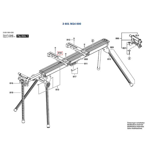 BOSCH GTA3800 SPARE PART NUMBER 818 - MOUNTING DEVICE