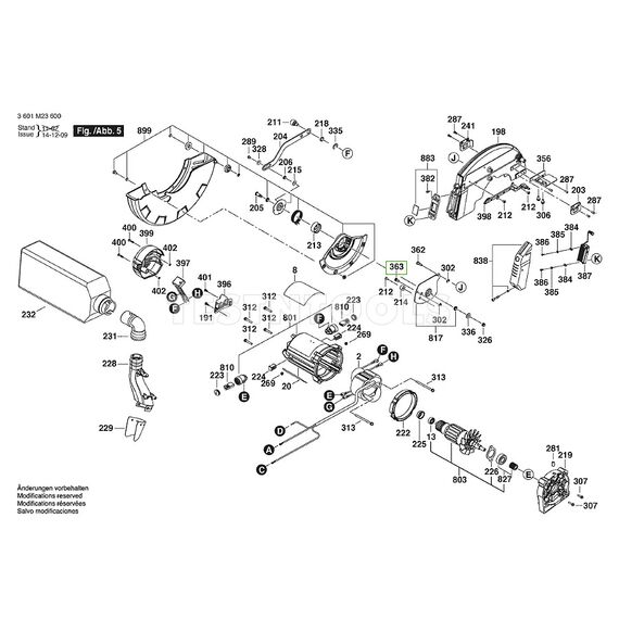 BOSCH GCM12GDL SPARE PART NUMBER 363 - SCREW