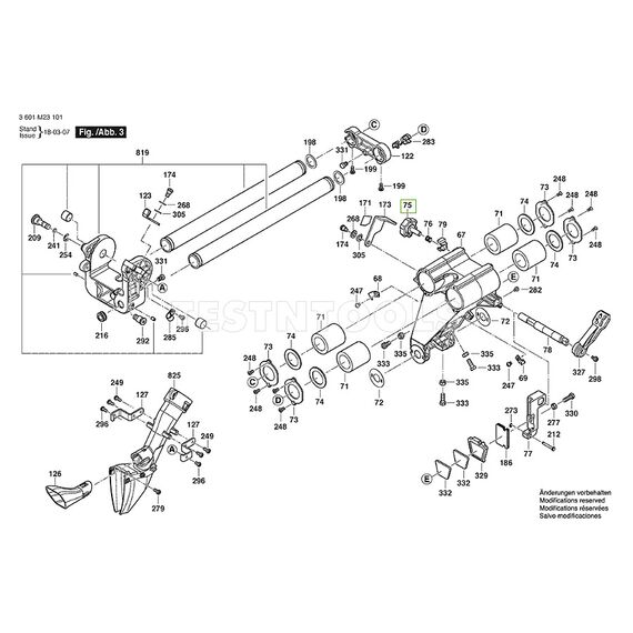 BOSCH GCM12SDE SPARE PART NUMBER 75 - KNOB 1609B04781