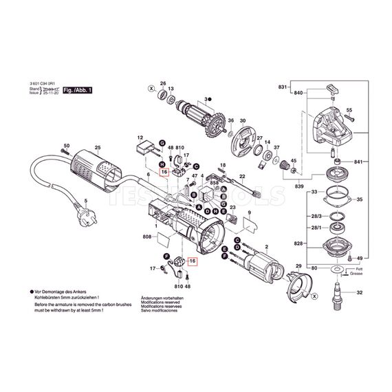 BOSCH GWS750-125 SPARE PART NUMBER 16 - BRUSH HOLDER