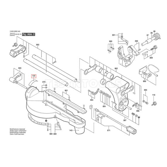 BOSCH PCM1800SD SPARE PART NUMBER 133 - SCALE FOR BEVEL ANGLE