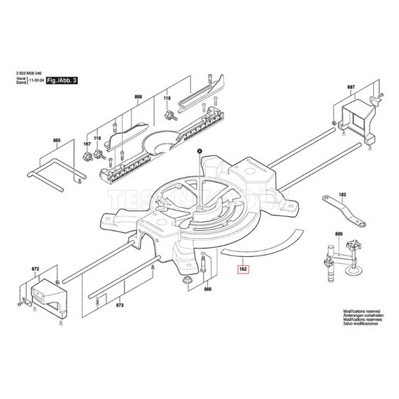 BOSCH PCM1800SD SPARE PART NUMBER 162 - SCALE FOR MITRE ANGLE