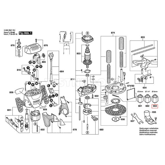 BOSCH POF1200AE SPARE PART NUMBER 663 - UNION NUT 8MM
